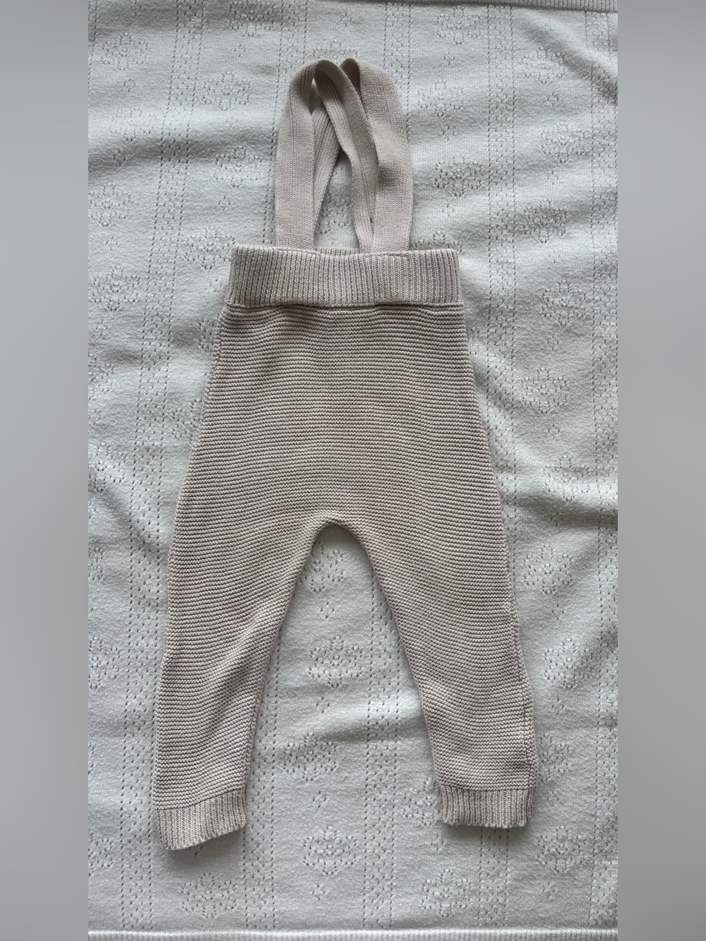 Oat Knit Baby Overalls 12–18M | 100% Cotton Neutral